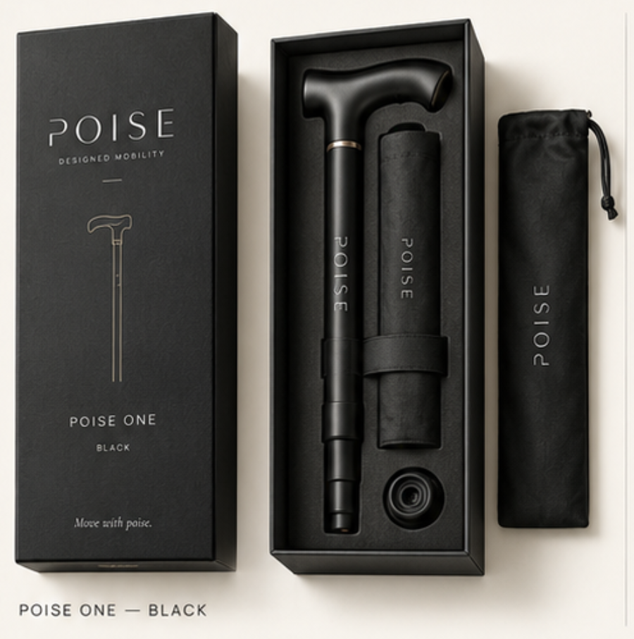 Poise I in matte black, boxed