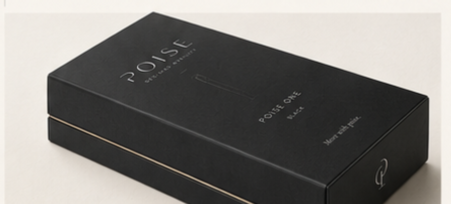 Poise I packaging, closed, ready for travel
